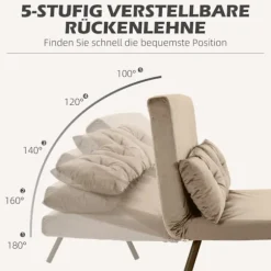Rootz sovestol - gæsteseng - sovesofa - 5-niveau justerbart ryglæn - Robust stålramme - 102 cm x 73 cm x 81 cm