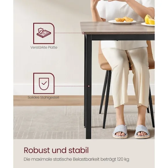 Rootz Spisebord - Greige Meleret - Spånpladestål - 120kg Kapacitet - 70cm x 110cm x 77cm - Monteringsvejledning