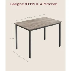Rootz Spisebord - Greige Meleret - Spånpladestål - 120kg Kapacitet - 70cm x 110cm x 77cm - Monteringsvejledning