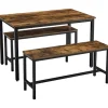 Rootz Spisebord - Køkkenbordssæt med 2 bænke hver (97 x 30 x 50) cm - Metalstel - Industrielt design (110 x 70 x 75 cm)