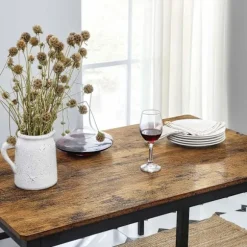 Rootz Spisebord - Køkkenbordssæt med 2 bænke hver (97 x 30 x 50) cm - Metalstel - Industrielt design (110 x 70 x 75 cm)