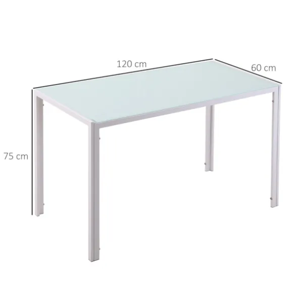 Rootz spisebord - køkkenbord - stort bord - moderne, holdbart, sæder til 4, robust og elegant - 120 cm x 60 cm x 75 cm - Hvid