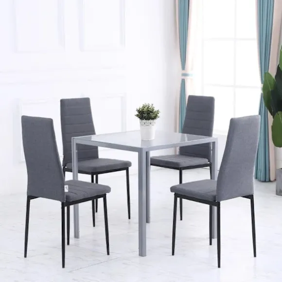 Rootz Spisebord - Køkkenbord - Glasbord - Firkantet bord - Glasplade - Kompakt design - Grå - 75L x 75W x 75H cm