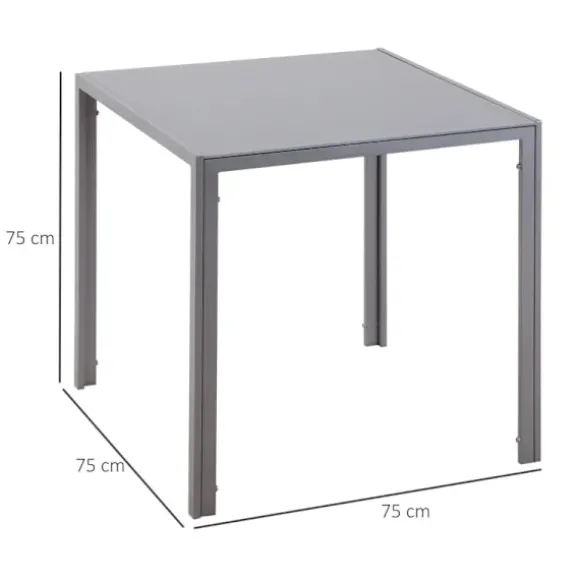 Rootz Spisebord - Køkkenbord - Glasbord - Firkantet bord - Glasplade - Kompakt design - Grå - 75L x 75W x 75H cm
