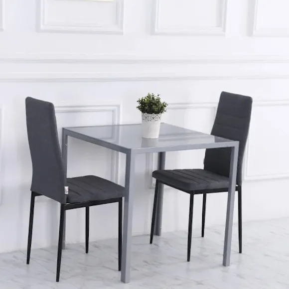 Rootz Spisebord - Køkkenbord - Glasbord - Firkantet bord - Glasplade - Kompakt design - Grå - 75L x 75W x 75H cm
