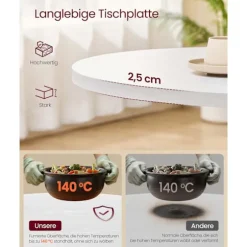 Rootz spisebord - køkkenbord - hvidt bord - Robust design - 80 cm D x 74,8 cm h