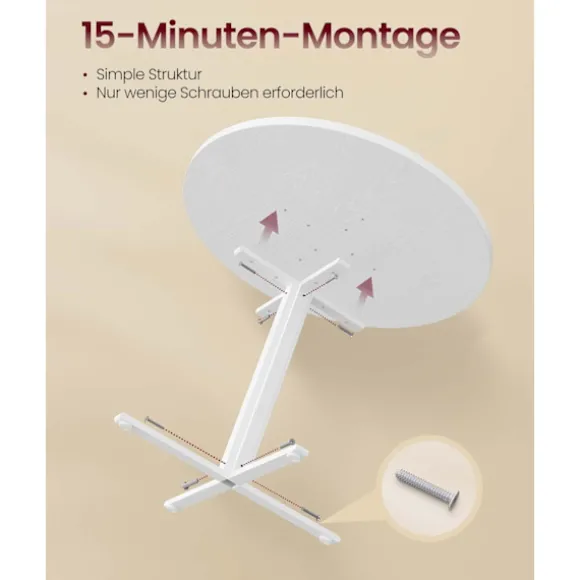 Rootz spisebord - køkkenbord - hvidt bord - Robust design - 80 cm D x 74,8 cm h