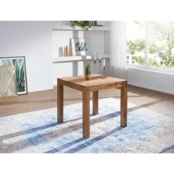 Rootz spisebord massivt træ sheesham 80 cm spisebord træbord design køkkenbord i landlig stil mørkebrun