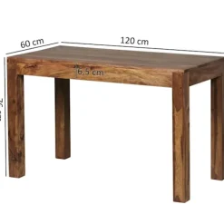Rootz spisebord massivt træ sheesham 120 cm spisebord træbord design køkkenbord i landlig stil mørkebrun