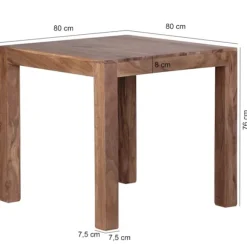 Rootz spisebord massivt træ akacie 80 cm spisebord træbord design køkkenbord landlig mørk brun