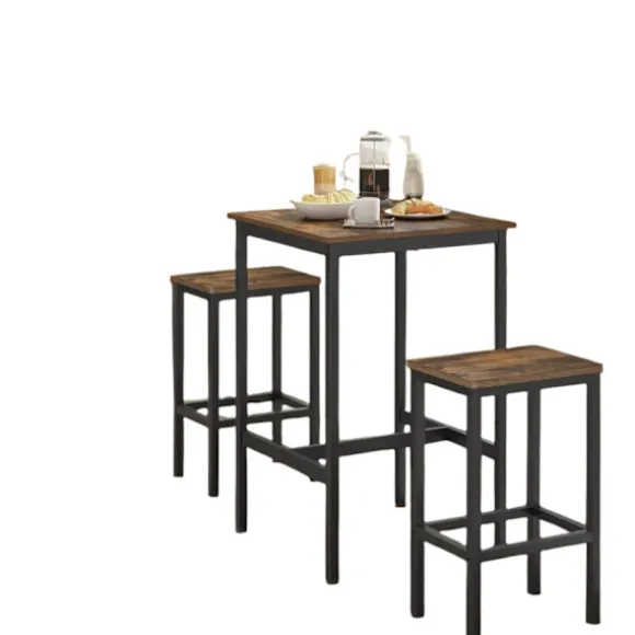 Rootz Spisebord sæt med stole - Bar Table - 2 afføring - Rumbesparende design - 60x60x90cm tabel, 30x40x65cm afføring