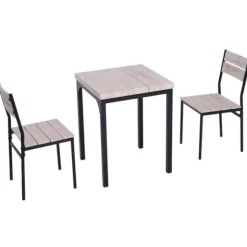 Rootz Spisebordssæt - 3-delt - 1 spisebord - 2 spisebordsstole - MDF - metal - trælook - sort