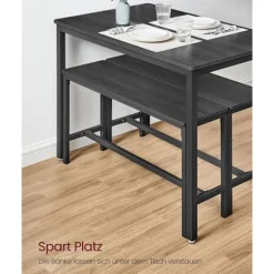 Rootz Spisebordssæt - Spånpladebord - Stålbænk - Moderne - 70cm x 110cm x 75cm