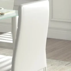 Rootz Spisegruppe - Spisebord med 4 stole - Moderne Design - Glasbord - Kunstlæder - Hvid - 120cm x 60cm x 97cm