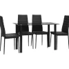 Rootz Spisegruppe - Spisebord med 4 stole - Moderne Design - Glasbord - Kunstlæder - Sort - 120cm x 60cm x 97cm