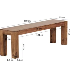 Rootz spisestuebænk - massivt træ - - spisestuebænk - 160 x 35 cm - brun
