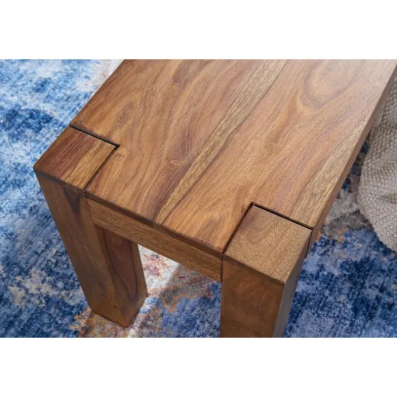 Rootz spisestuebænk massivt træ Sheesham 140 x 45 x 35 cm træbænk naturprodukt Køkkenbænk i landlig stil
