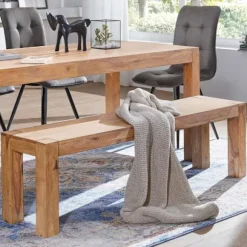 Rootz spisestuebænk massiv træ akacie 120 x 45 x 35 cm træbænk naturprodukt Køkkenbænk i landlig stil