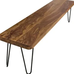 Rootz spisestuebænk massivt træ Sheesham 120 x 45 x 40 cm træbænk naturprodukt Køkkenbænk i landlig stil
