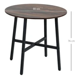 Rootz Spisestuebord - Industriel stil - Køkkenbord - Rundt med stålben - Rustik Brun - Φ80 x 76H cm