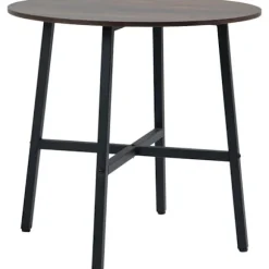 Rootz Spisestuebord - Industriel stil - Køkkenbord - Rundt med stålben - Rustik Brun - Φ80 x 76H cm