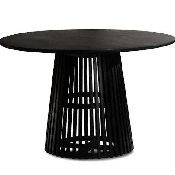 Rootz spisestuebord - moderne rundt køkkenbord - massivt træ, håndlavet - unikt design, holdbart, let at samle - 120 cm x 120 cm x 77 cm - sort