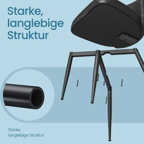 Rootz Spisestuestolesæt - Spisestuesæder - Køkkenstole - Komfort og stil - Sort
