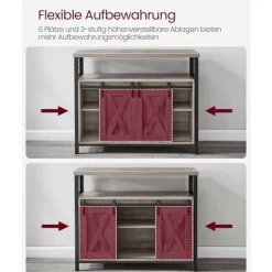 Rootz spånplade stålskænk - Greige Sort - Opbevaringsskab - Justerbare hylder - 33cm x 100cm x 80cm