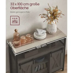 Rootz spånplade stålskænk - Greige Sort - Opbevaringsskab - Justerbare hylder - 33cm x 100cm x 80cm
