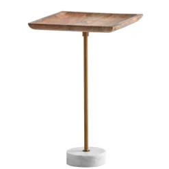 Rootz Square Sidebord - Moderne Accent Bord - Unikt håndlavet design - Holdbar marmorbase - 35 cm x 35 cm x 55 cm
