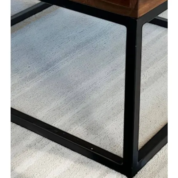 Rootz Square Sofabord - Accent Bord - Moderne Bord - Rigelig opbevaring - 60 cm x 60 cm x 40 cm - Brun & Sort