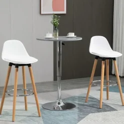 Rootz sæt med 2 barstole - Barstole - Scandi Design - Fodstøtte - Kunstlæder - Naturlig + Hvid - 38,5 cm x 42,5 cm x 91 cm