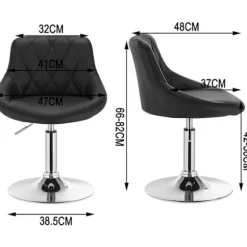 Rootz sæt med 2 barstole - Justerbare bordstole - Drejelige barstole - Komfortable, alsidige, robuste - Kunstlæder og krom - 47 cm x 37 cm x 66-82 cm | Fyndiq