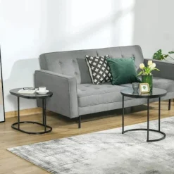 Rootz sæt med 2 sideborde - Sofabord - Industrielt design - Stue - Soveværelse - Entre - Sort - Ø50 x 50,5H cm