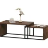 Rootz Sæt med 2 sofaborde - Sofabord - Sidebord - Moderne stil - MDF & Metal - 90 x 48 x 42 cm / 59 x 42 x 36 cm - sort + brun