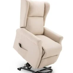 Rootz Stand-up Chair - Fjernbetjeningsstol - Tv Stol - Linned + Træ + Skum - Creme - 72,5 X 94 X 109 Cm