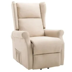 Rootz Stand-up Chair - Fjernbetjeningsstol - Tv Stol - Linned + Træ + Skum - Creme - 72,5 X 94 X 109 Cm