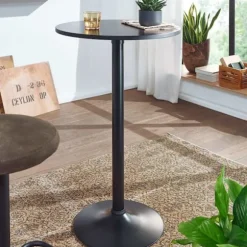 Rootz Ståbord - Højt Bord - Bistrobord - Rundt ståbord - Barbord - Metal - Træ - Ø 60 cm - Sort