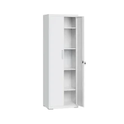 Rootz Steel Opbevaringsskab - Højt skab - Grå - Organizerhylde - 40cm x 60cm x 180cm - Metal - 30,9kg - 25kg Kapacitet - Montering påkrævet