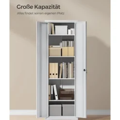 Rootz Steel Opbevaringsskab - Højt skab - Grå - Organizerhylde - 40cm x 60cm x 180cm - Metal - 30,9kg - 25kg Kapacitet - Montering påkrævet