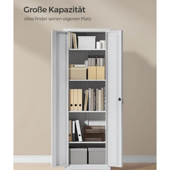 Rootz Steel Opbevaringsskab - Højt skab - Grå - Organizerhylde - 40cm x 60cm x 180cm - Metal - 30,9kg - 25kg Kapacitet - Montering påkrævet