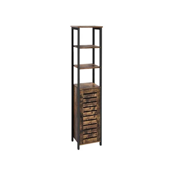 Rootz stående hylde - Højskab - Højskab i industriel stil - Højskab med spjælddør - Spånplade/jernramme - Vintage - 37 x 30 x 167 cm (L x B x H)