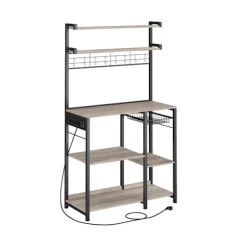 Rootz stående hylde med fatninger og kurv - Greige meleret - Blæk sort - Spånplade - Stål - 40 cm x 90 cm x 165,5 cm - 19,2 kg. Ideel til organisation | Fyndiq