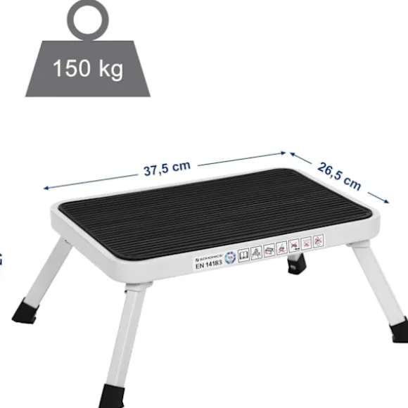 Rootz Step Taburet - Sammenfoldelig - Anti-Slip - Kompakt - Lille - Taburet - Campingtaburet - TÜV Süd-certificeret - Sort- Hvid - 37,5 x 4 x 26,5 cm | Fyndiq