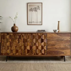 Rootz Stilfuld industriel skænk - Loft Design Sideskab - Geometrisk opbevaringsenhed - Håndlavet unikt stykke - 175 cm x 70 cm x 40 cm
