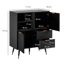 Rootz Stilfuld kommode - Moderne Kommode - Opbevaringsløsning - Lameldesign - 77 cm x 97 cm x 40 cm