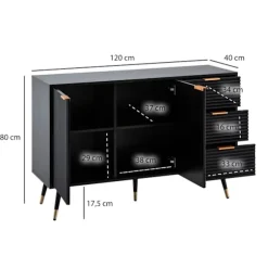 Rootz Stilfuld kommode - Moderne Kommode - Elegant opbevaringsenhed - Rigelig opbevaring, Anti-Slip Design - 120 cm x 80 cm x 40 cm