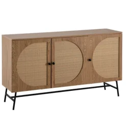Rootz Stilfuld skænk - Moderne kabinet - Oakindretningsopbevaringsenhed - Justerbare hylder - 140 cm x 80 cm x 39 cm