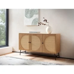 Rootz Stilfuld skænk - Moderne kabinet - Oakindretningsopbevaringsenhed - Justerbare hylder - 140 cm x 80 cm x 39 cm