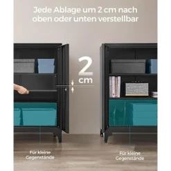 Rootz stålmetalskab - Opbevaringsorganisator - Sort - Justerbare hylder - Heavy Duty - 40cm x 80cm x 90cm